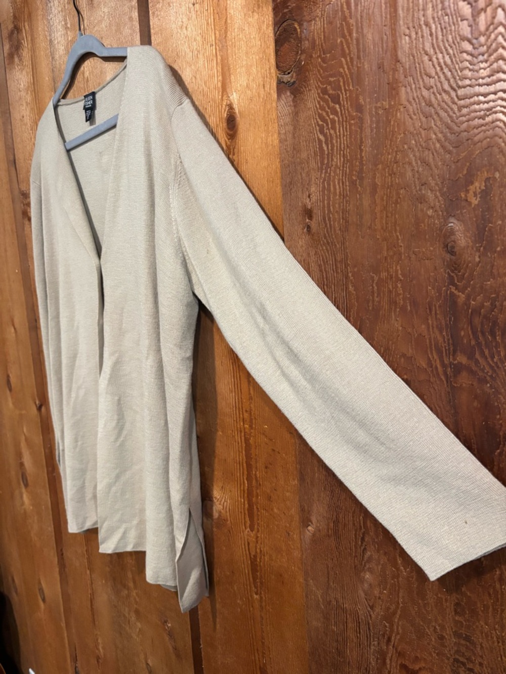 Eileen Fisher Woman 100% Merino Wool Cardigan Sweater Oatmeal Beige Plus 2X - Picture 3 of 7